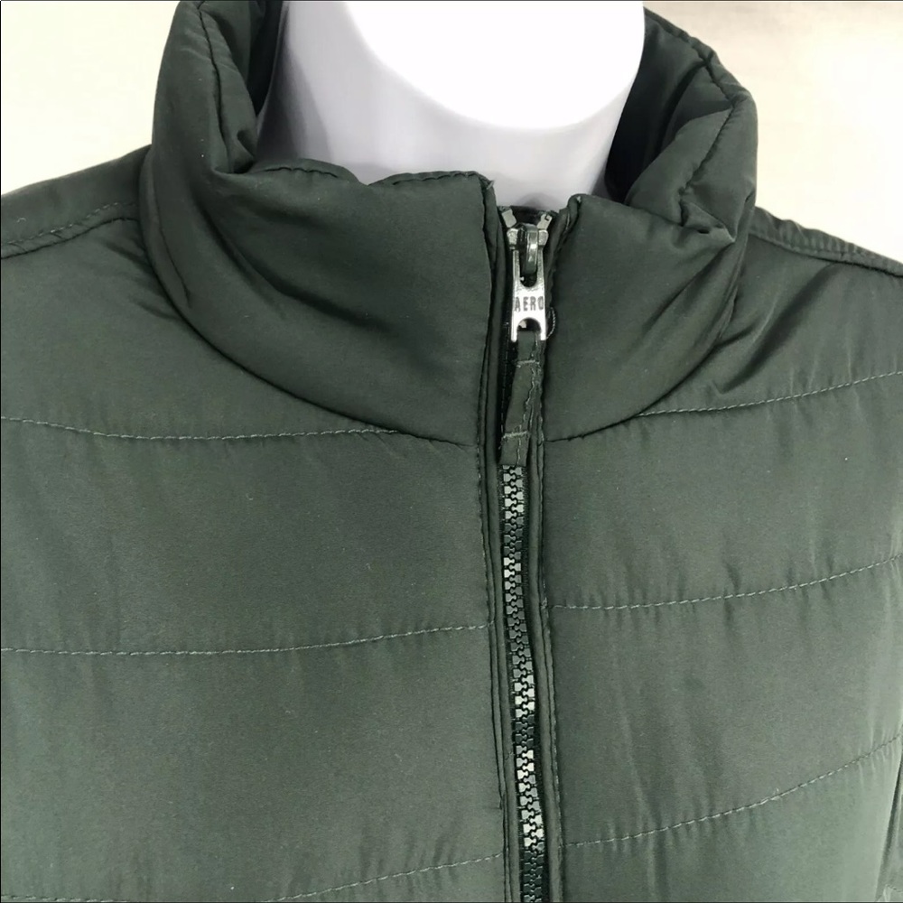 Aeropostale Women Green Puffer Vest Zipper Pockets Size Med
